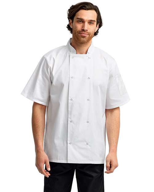 Unisex Ten Studded Front Short Sleeve Chef Coat