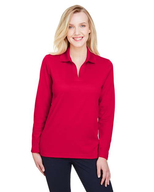 Women's CrownLux Performance® Plaited Long Sleeve Polo