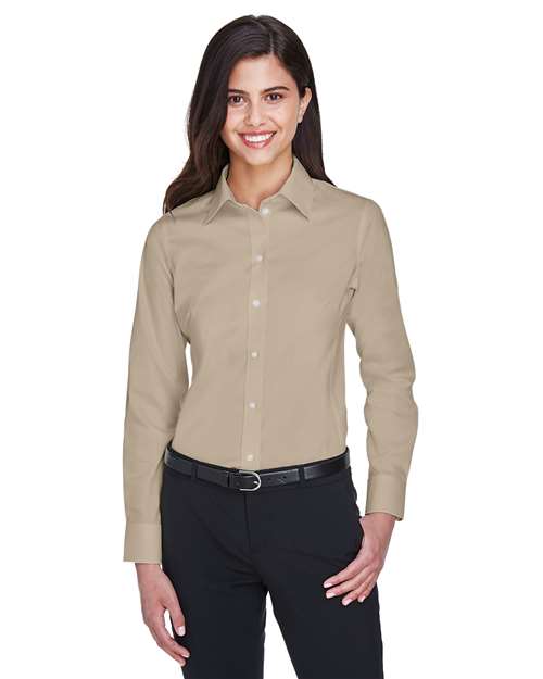 Women's Crown Collection® Solid Stretch Twill Woven Dress Shirt