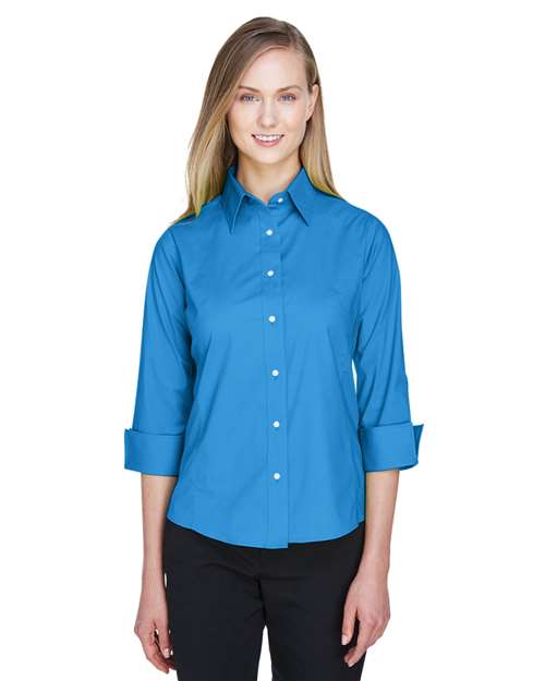 Women's Perfect Fit™ Three-Quarter Sleeve Stretch Poplin Dress Shirt