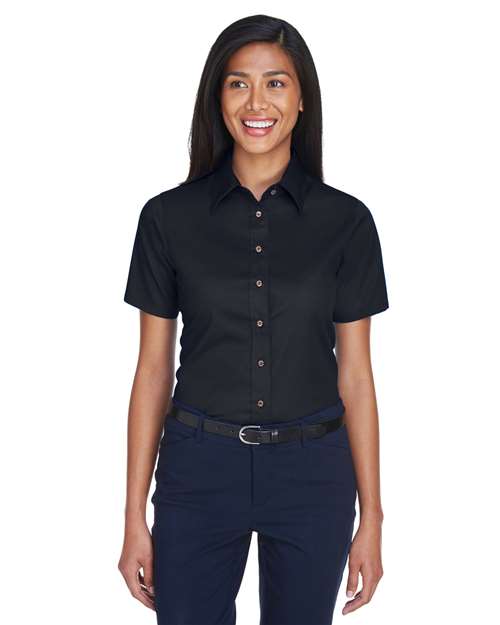 Women's Easy Blend™ Short Sleeve Twill Dress Shirt with Stain-Release