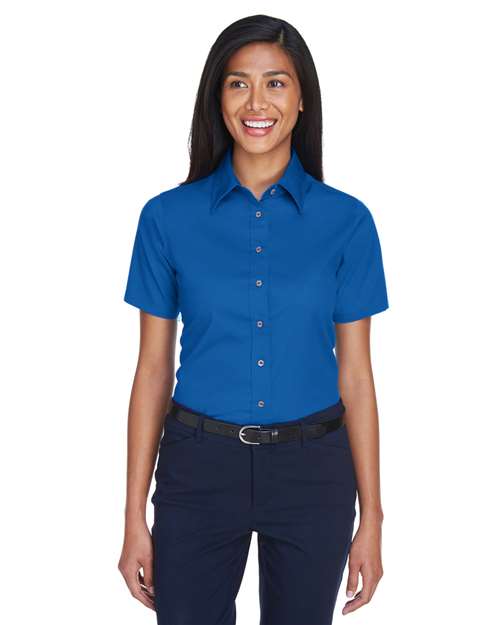Women's Easy Blend™ Short Sleeve Twill Dress Shirt with Stain-Release