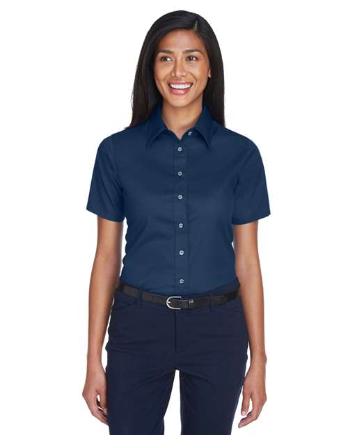 Women's Easy Blend™ Short Sleeve Twill Dress Shirt with Stain-Release