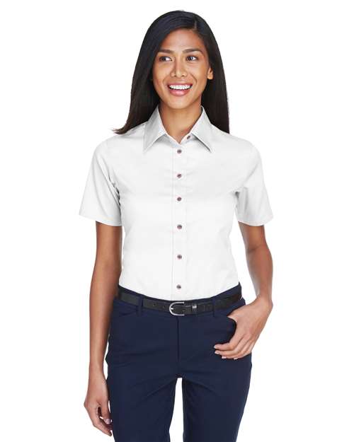 Women's Easy Blend™ Short Sleeve Twill Dress Shirt with Stain-Release