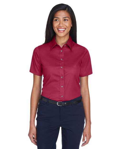 Women's Easy Blend™ Short Sleeve Twill Dress Shirt with Stain-Release