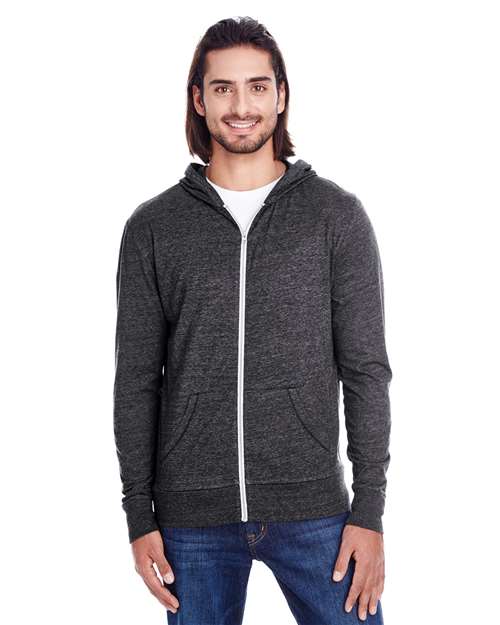 Unisex Triblend Full-Zip Lightweight Hooded Sweatshirt