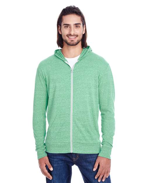 Unisex Triblend Full-Zip Lightweight Hooded Sweatshirt