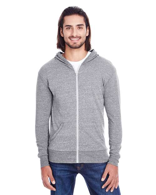 Unisex Triblend Full-Zip Lightweight Hooded Sweatshirt