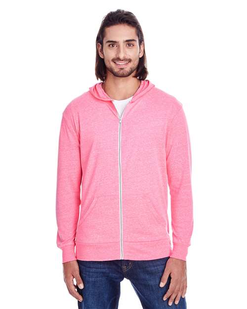 Unisex Triblend Full-Zip Lightweight Hooded Sweatshirt