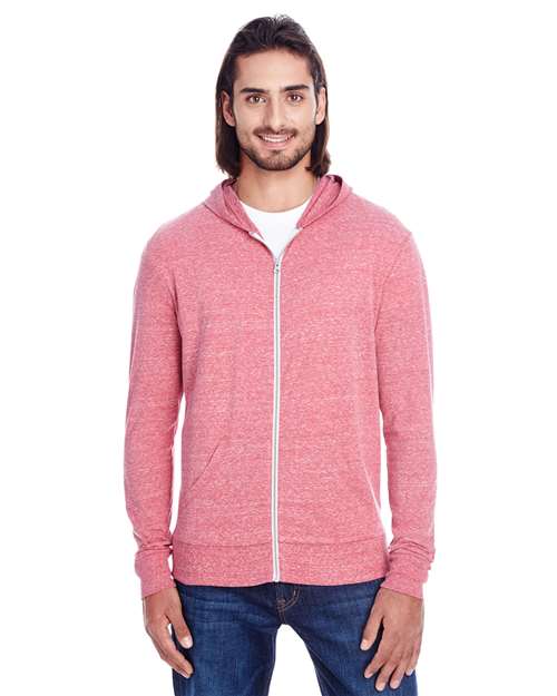 Unisex Triblend Full-Zip Lightweight Hooded Sweatshirt