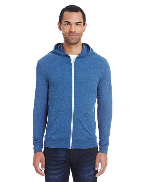 Unisex Triblend Full-Zip Lightweight Hooded Sweatshirt