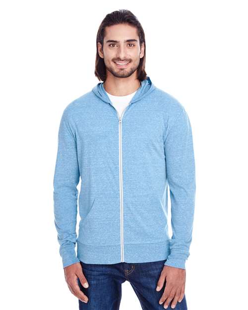 Unisex Triblend Full-Zip Lightweight Hooded Sweatshirt