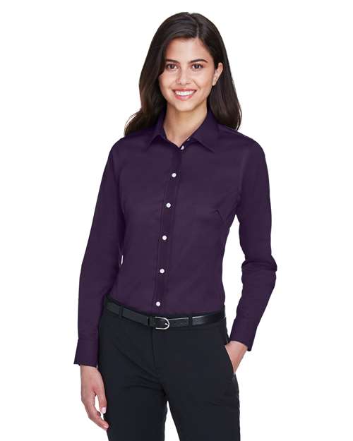 Women's Crown Collection® Solid Stretch Twill Woven Dress Shirt