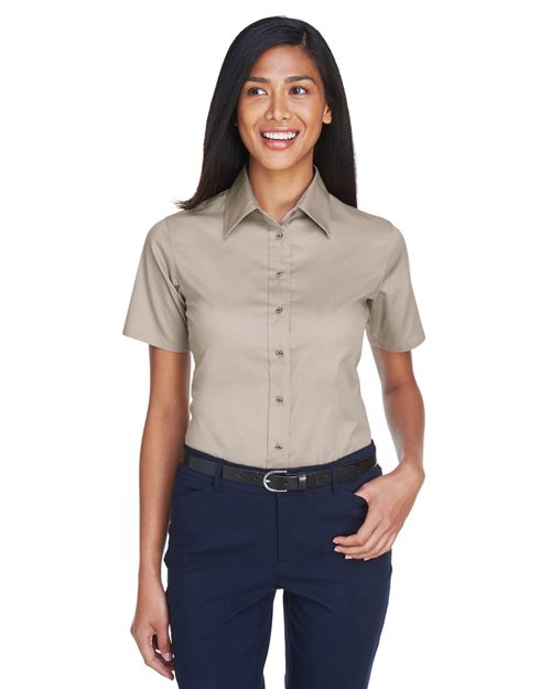 Women's Easy Blend™ Short Sleeve Twill Dress Shirt with Stain-Release