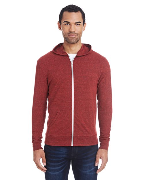 Unisex Triblend Full-Zip Lightweight Hooded Sweatshirt